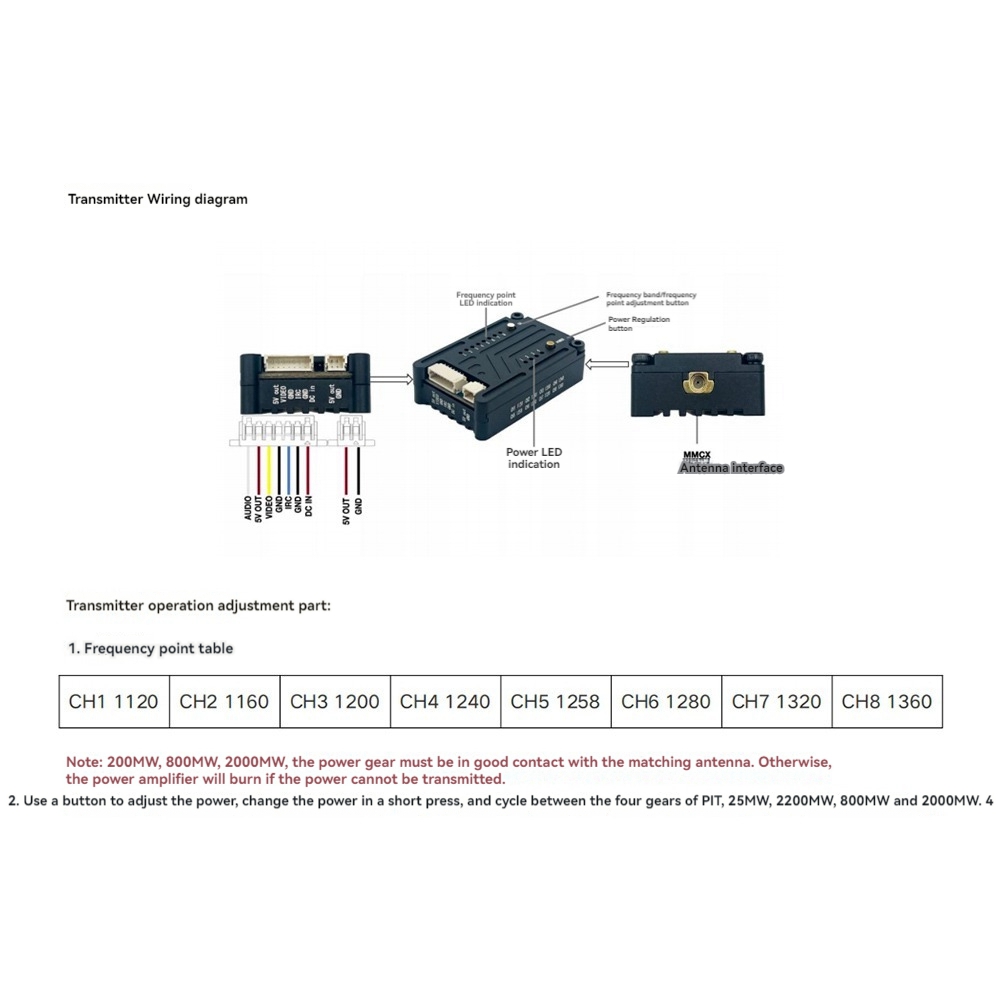 Drone Transmitter - AS96-1.2G 2W VTX 8CH 2000Mw Nadajnik